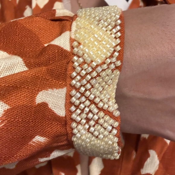 Zara Relaxed Crop Blouse in Brown and Orange with Notched Collar - Picture 4 of 14